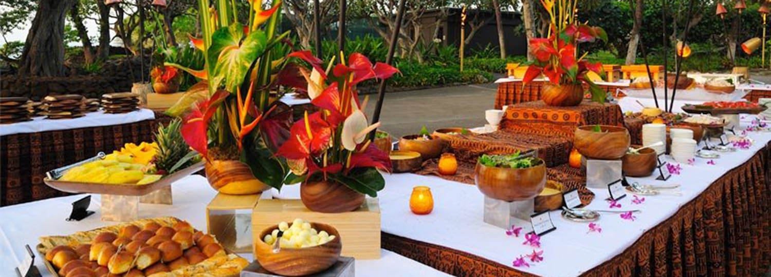 luau meal set out as a buffet