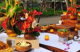 luau meal set out as a buffet