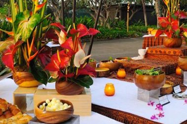 luau meal set out as a buffet