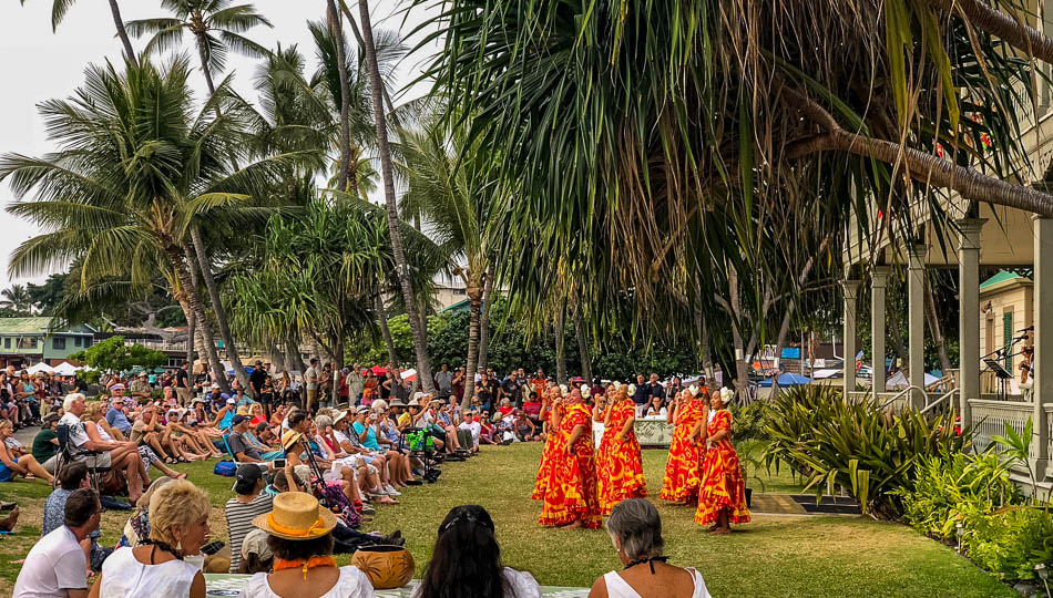 Dancers on the back lawn of Hulihe'e Palace - Kona Historical Sites