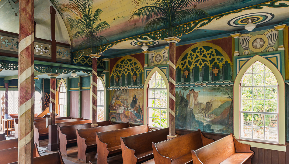 Murals at St Benedict Church also known as the Painted Church in Kailua Kona