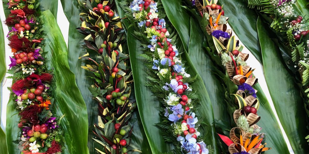 Hand Made Leis Using Various Parts of the Kona Coffee Plant