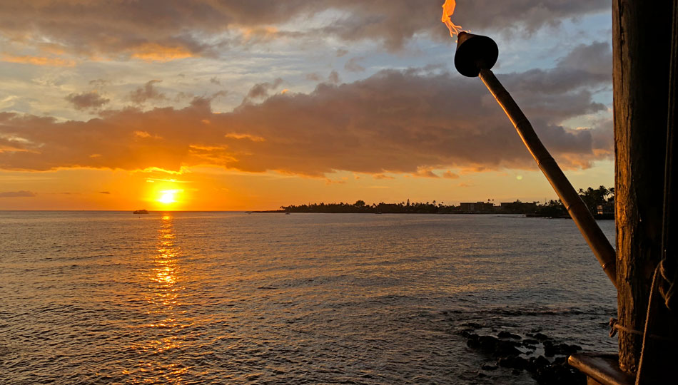 Sunset view of Kona from Huggo's Restaurant