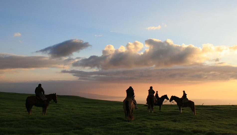 Paniolo Adventures offers horseback riding tours with beautiful sunset views of the Kohala Coast