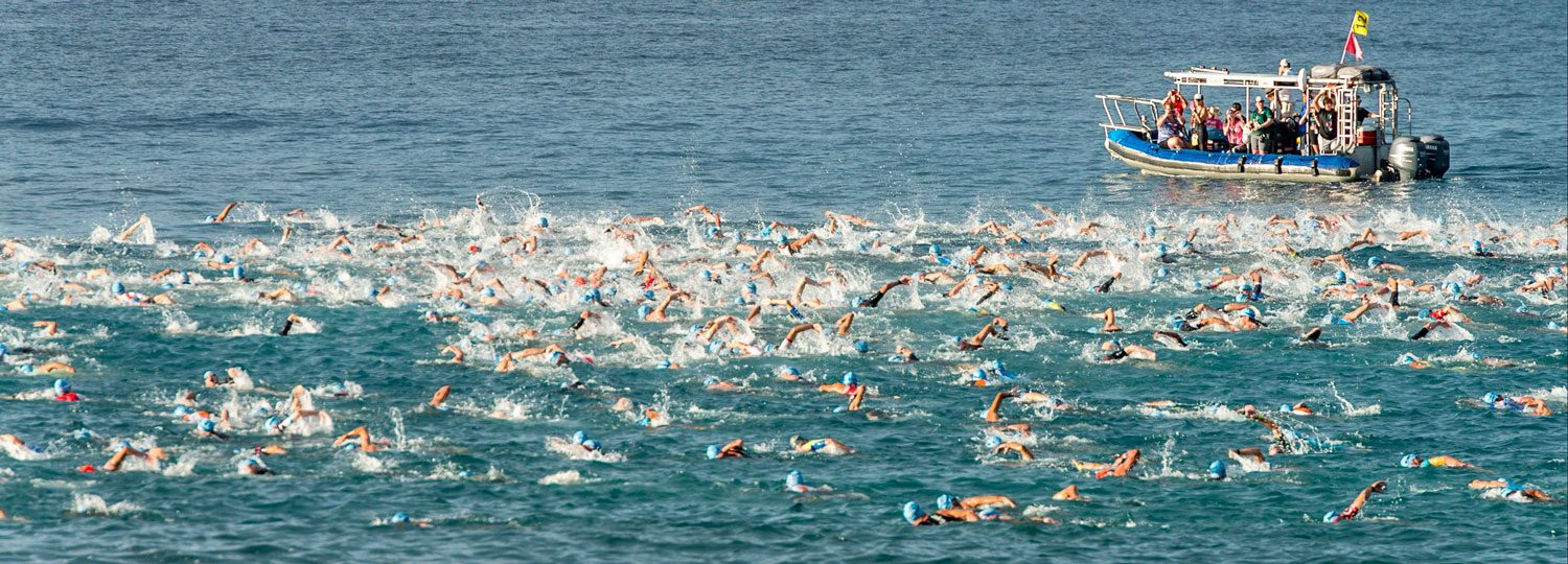 Swimmers in the water at the 2018 Ironman